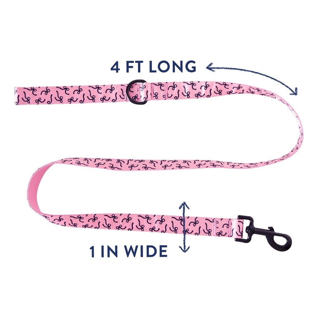 Top Paw® Pink Bows Dog Leash: 4-ft long, 1-in wide